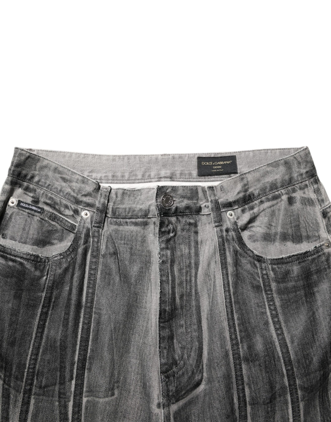 Dolce &amp; Gabbana Sample Sale Dolce &amp; Gabbana Black Grey Graphic Print Denim Pants Jeans - | Designer outlet