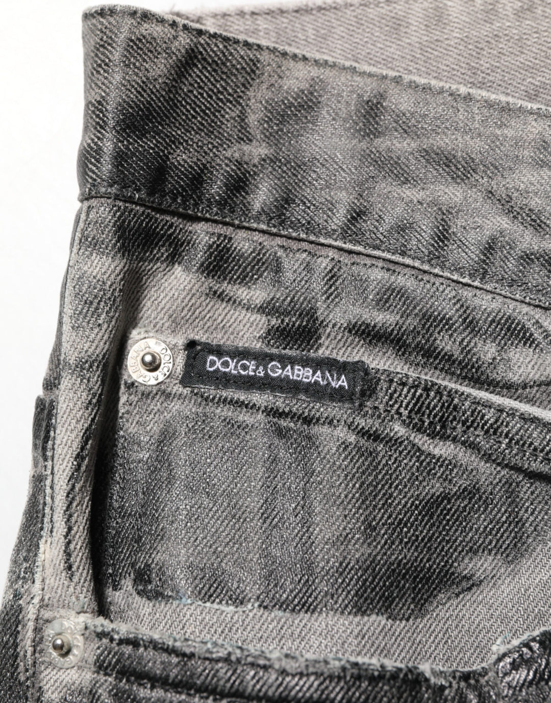 Dolce &amp; Gabbana Sample Sale Dolce &amp; Gabbana Black Grey Graphic Print Denim Pants Jeans - | Designer outlet