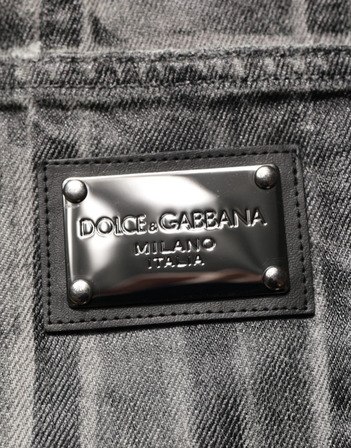 Dolce &amp; Gabbana Sample Sale Dolce &amp; Gabbana Black Grey Graphic Print Denim Pants Jeans - | Designer outlet