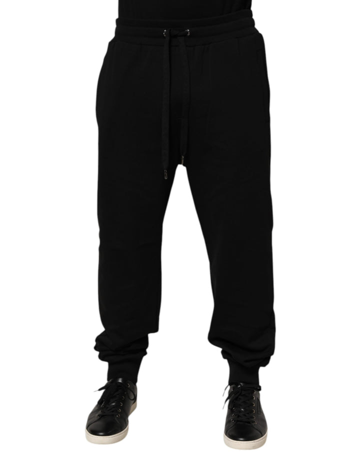 Dolce &amp; Gabbana Black Cotton Drawstring Logo Sweatpants Pants by Dolce &amp; Gabbana outlet now on sale