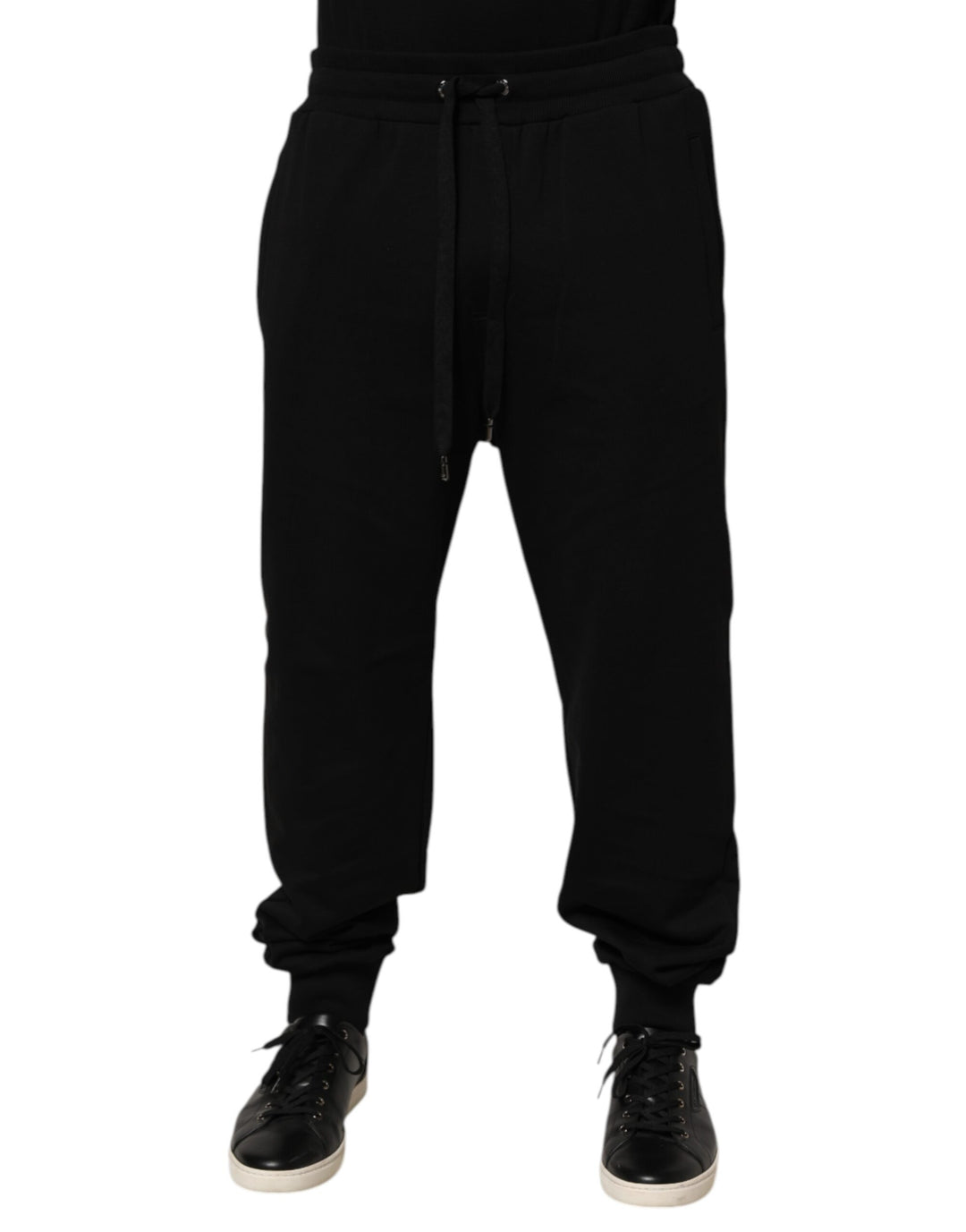 Dolce &amp; Gabbana Sample Sale Dolce &amp; Gabbana Black Cotton Drawstring Logo Sweatpants Pants - | Designer outlet