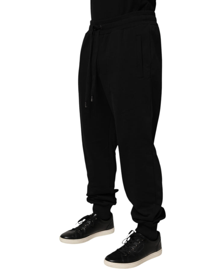 Dolce &amp; Gabbana Sample Sale Dolce &amp; Gabbana Black Cotton Drawstring Logo Sweatpants Pants - | Designer outlet