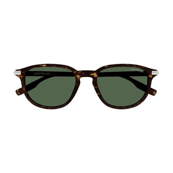 Montblanc Sunglasses Square Full Rim, Havana Frame And Green Lens Mb0276S002