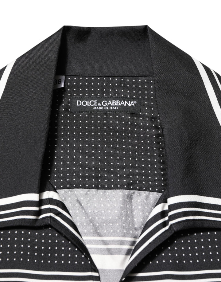 Dolce &amp; Gabbana Black White StripeDot Print Casual Polo Shirt by Dolce &amp; Gabbana outlet now on sale