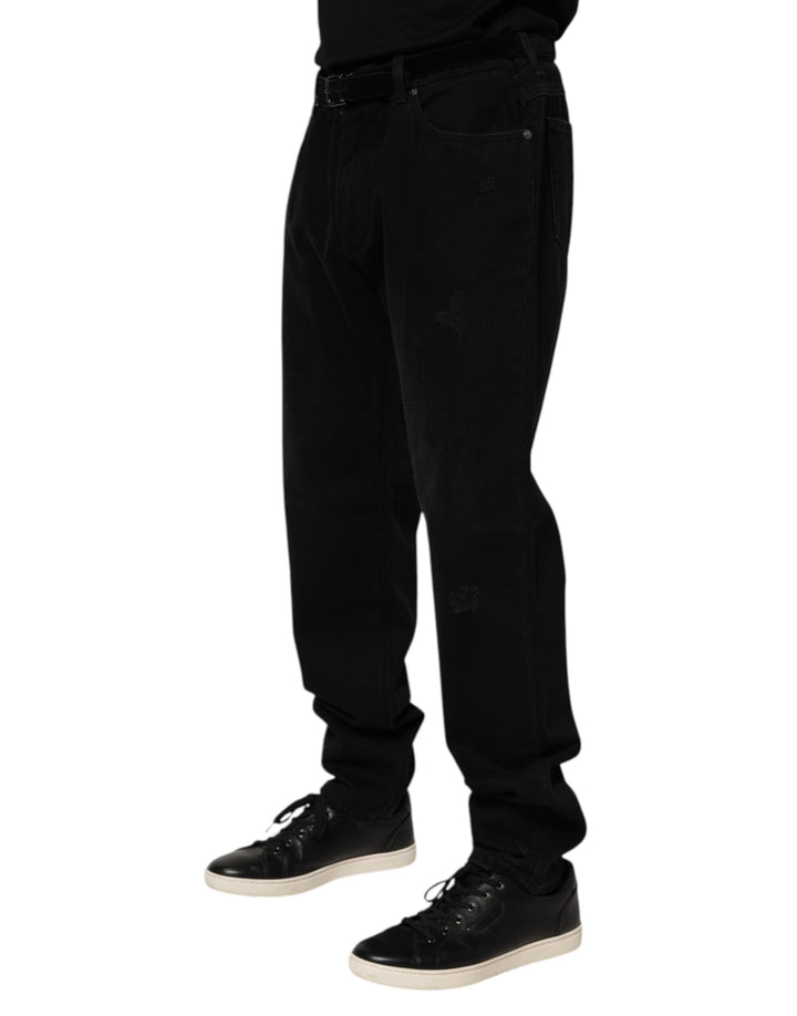 Dolce &amp; Gabbana Black Cotton Regular Denim Men Trouser Jeans by Dolce &amp; Gabbana outlet now on sale