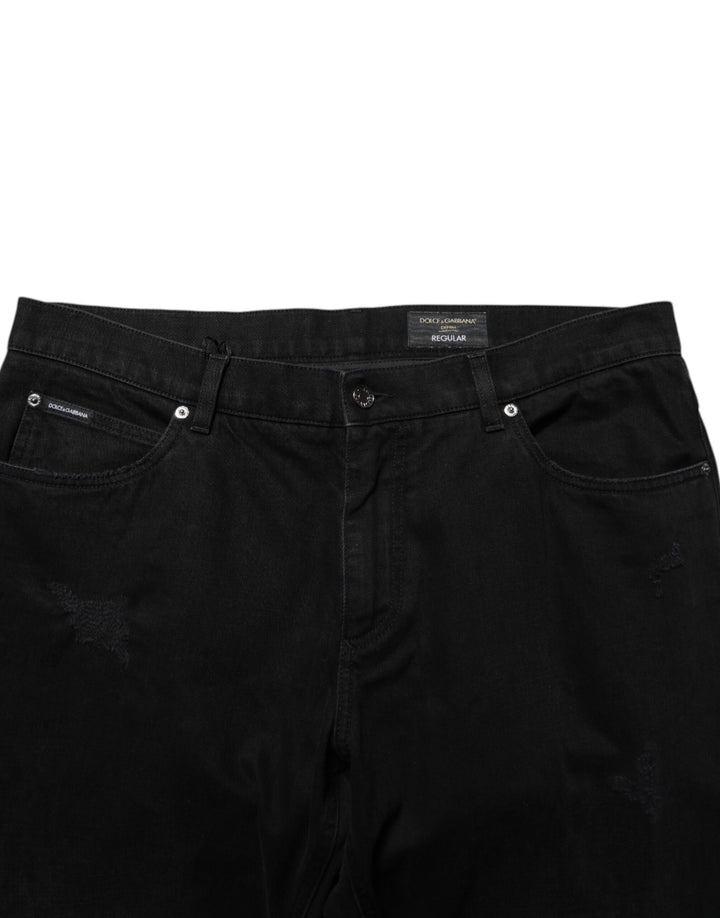 Dolce &amp; Gabbana Black Cotton Regular Denim Men Trouser Jeans by Dolce &amp; Gabbana outlet now on sale