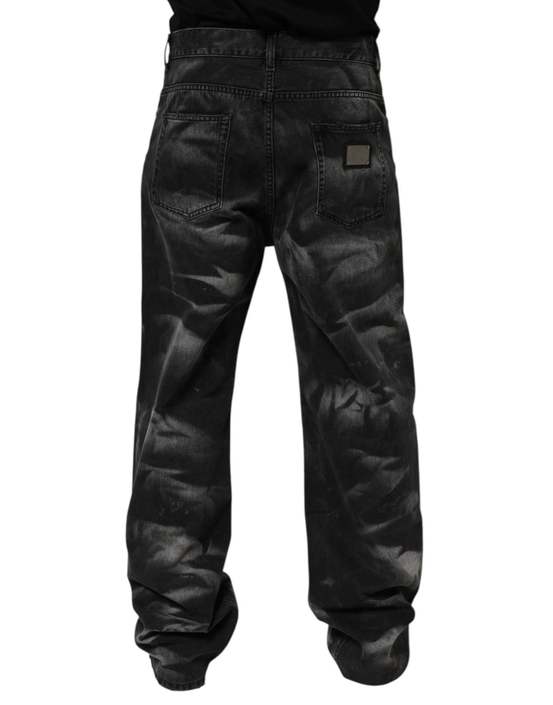 Dolce &amp; Gabbana Sample Sale Dolce &amp; Gabbana Black Marbled Effect Straight Men Denim Jeans - | Designer outlet