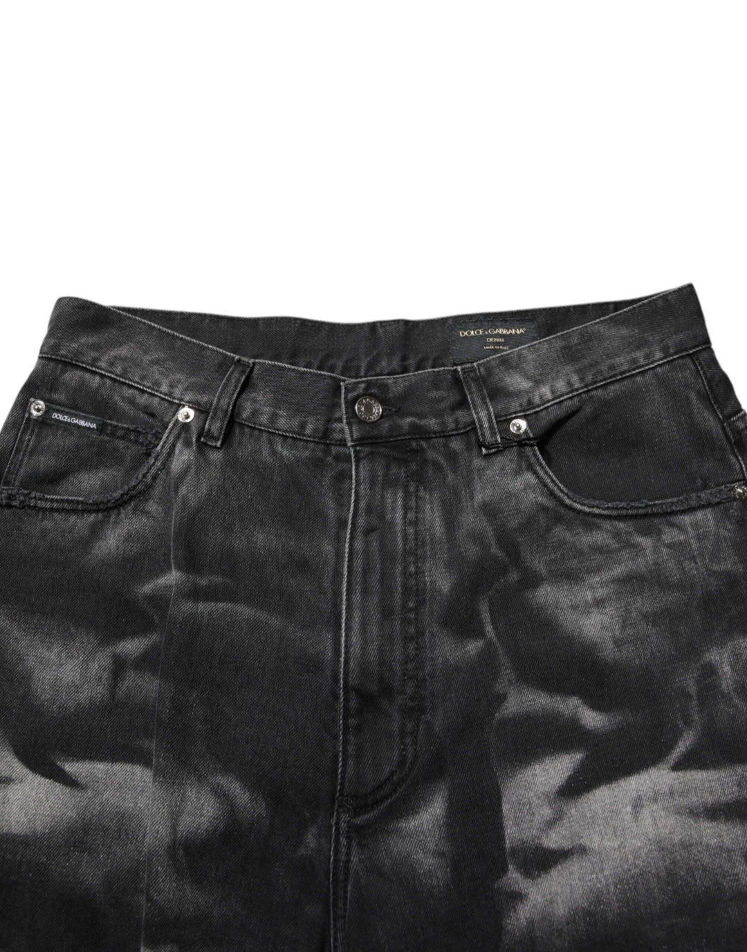 Dolce &amp; Gabbana Sample Sale Dolce &amp; Gabbana Black Marbled Effect Straight Men Denim Jeans - | Designer outlet