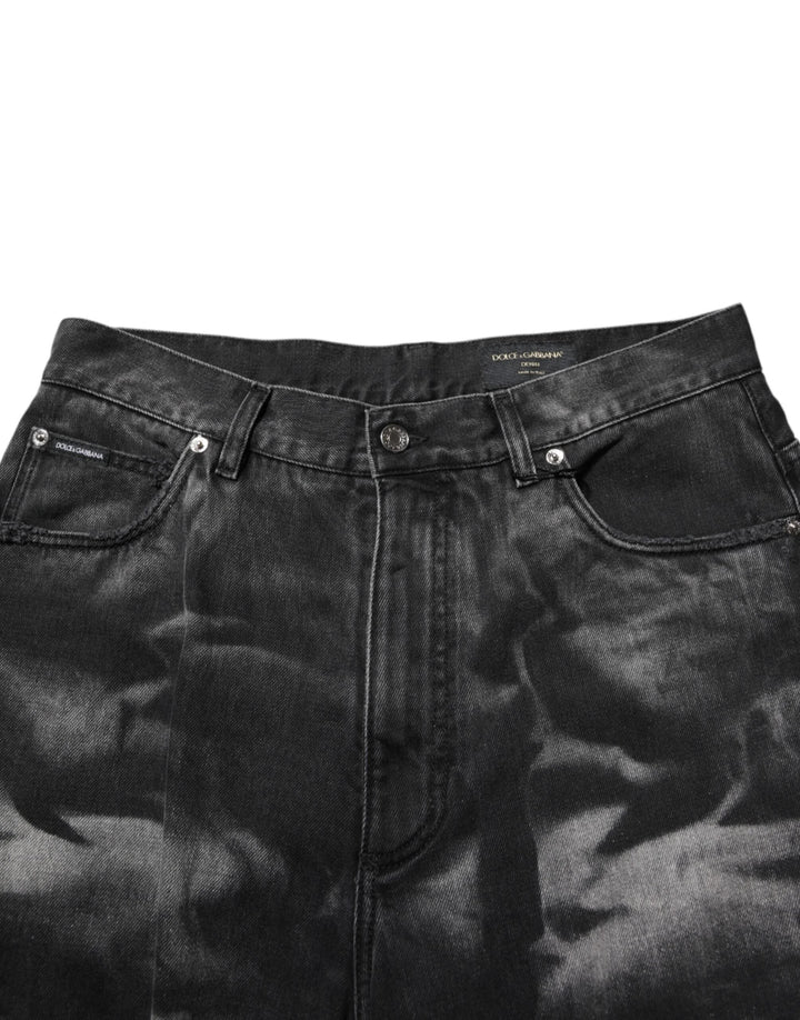 Dolce &amp; Gabbana Sample Sale Dolce &amp; Gabbana Black Marbled Effect Straight Men Denim Jeans - | Designer outlet