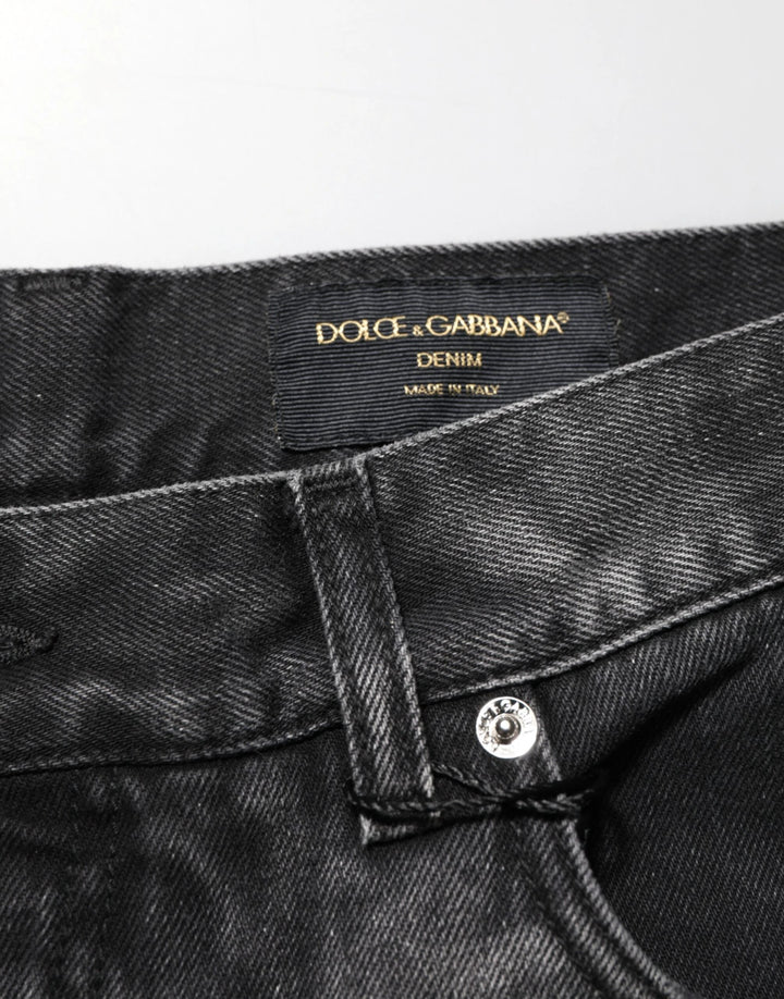 Dolce &amp; Gabbana Sample Sale Dolce &amp; Gabbana Black Marbled Effect Straight Men Denim Jeans - | Designer outlet