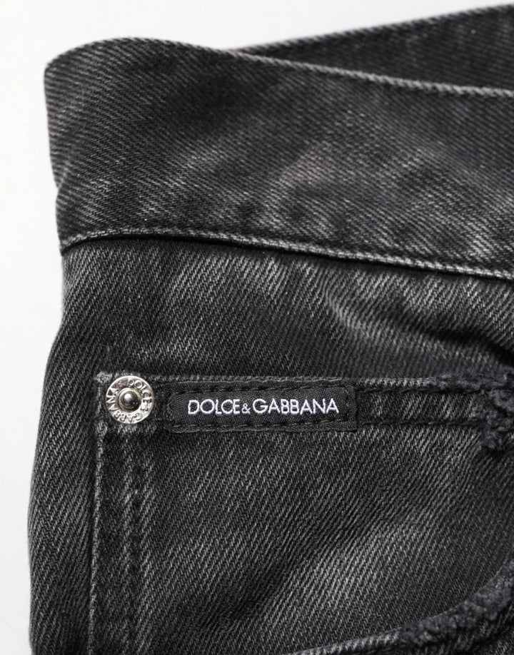 Dolce &amp; Gabbana Sample Sale Dolce &amp; Gabbana Black Marbled Effect Straight Men Denim Jeans - | Designer outlet