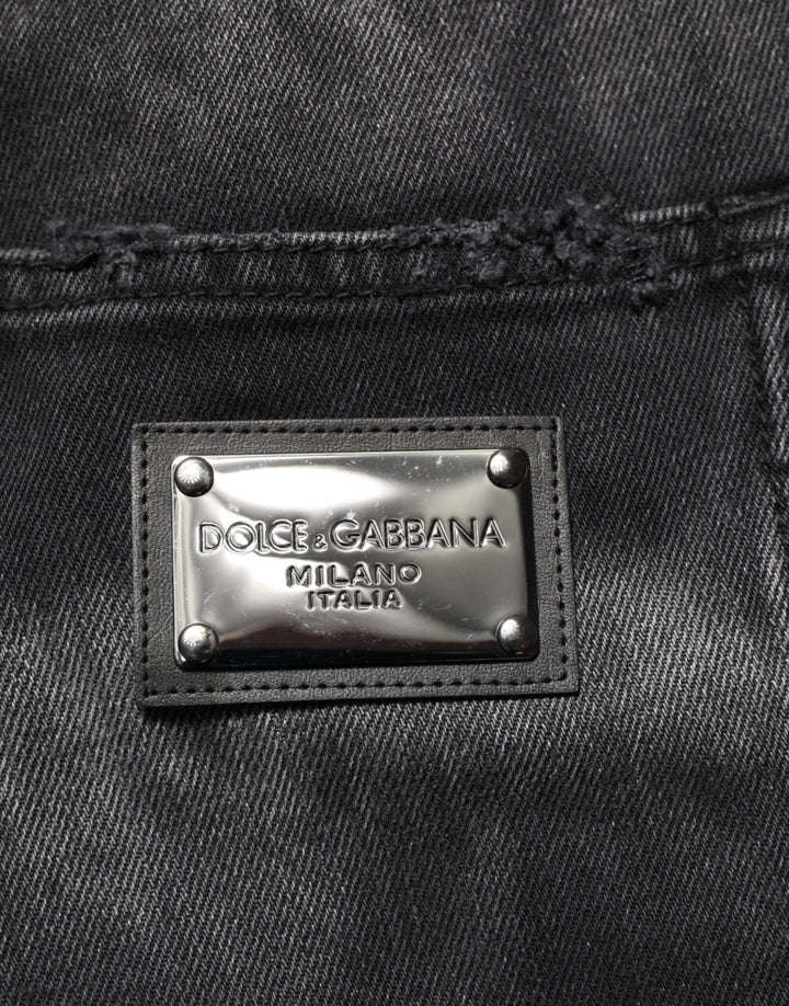 Dolce &amp; Gabbana Sample Sale Dolce &amp; Gabbana Black Marbled Effect Straight Men Denim Jeans - | Designer outlet