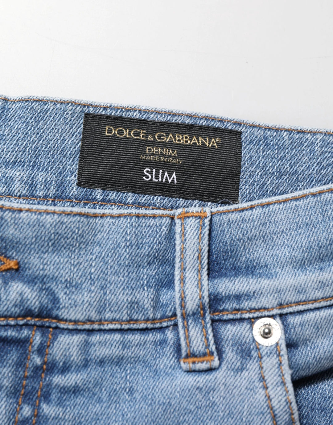 Dolce &amp; Gabbana Sample Sale Dolce &amp; Gabbana Blue Tattered Slim Fit Cotton Denim Jeans - | Designer outlet