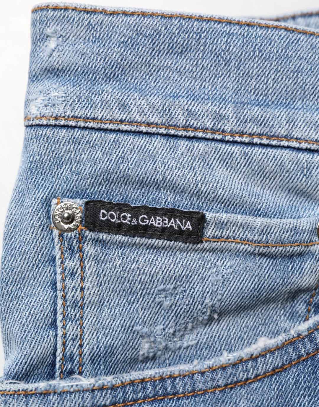 Dolce &amp; Gabbana Sample Sale Dolce &amp; Gabbana Blue Tattered Slim Fit Cotton Denim Jeans - | Designer outlet