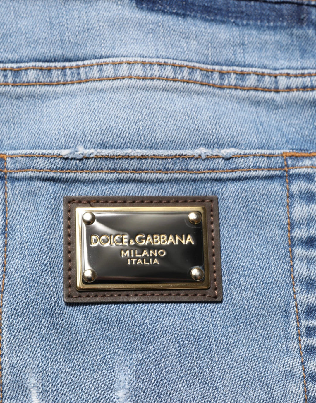Dolce &amp; Gabbana Sample Sale Dolce &amp; Gabbana Blue Tattered Slim Fit Cotton Denim Jeans - | Designer outlet