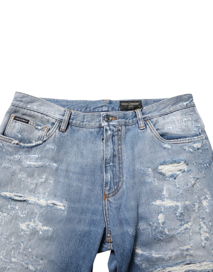 Dolce &amp; Gabbana Sample Sale Dolce &amp; Gabbana Blue Distressed Ripped Denim Trouser Jeans - | Designer outlet