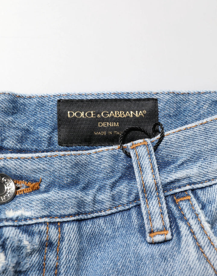 Dolce &amp; Gabbana Sample Sale Dolce &amp; Gabbana Blue Distressed Ripped Denim Trouser Jeans - | Designer outlet
