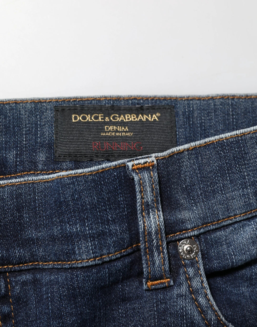Dolce &amp; Gabbana Dark Blue Washed Running Ripped Denim Jeans by Dolce &amp; Gabbana outlet now on sale