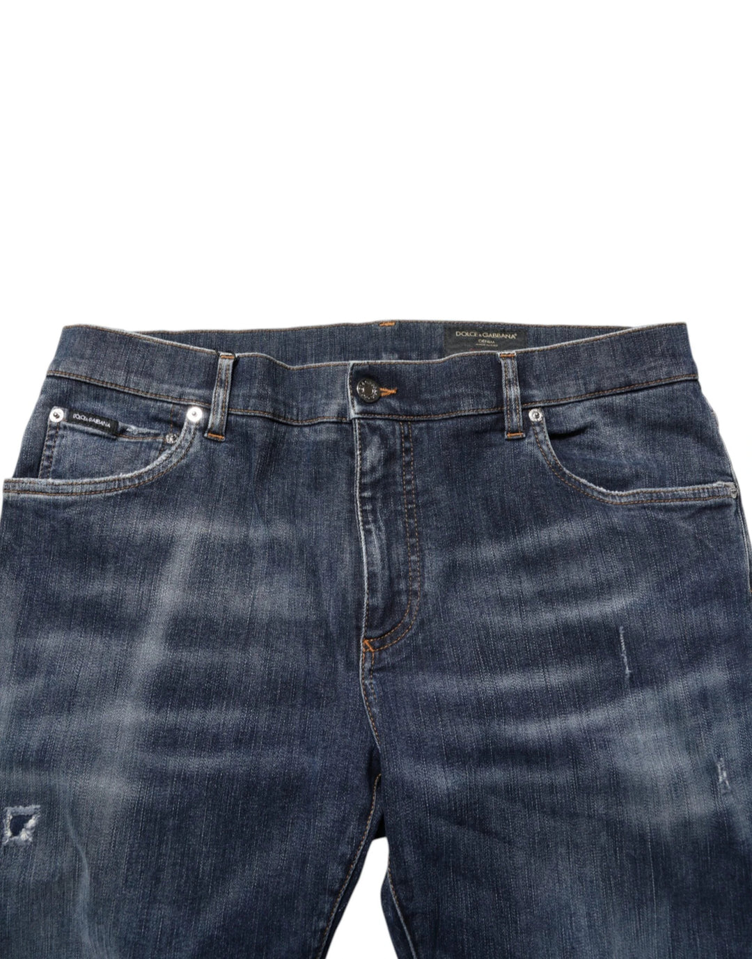 Dolce &amp; Gabbana Sample Sale Dolce &amp; Gabbana Dark Blue Washed Running Ripped Denim Jeans - | Designer outlet