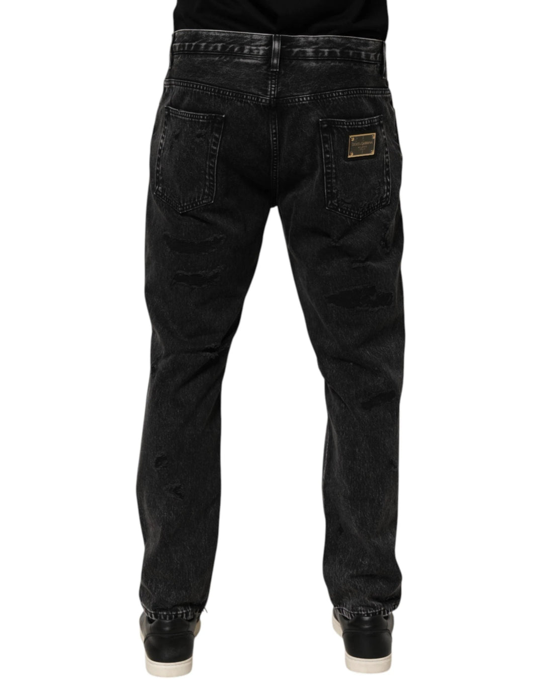 Dolce &amp; Gabbana Black Washed Ripped Loose Cotton Denim Jeans by Dolce &amp; Gabbana outlet now on sale