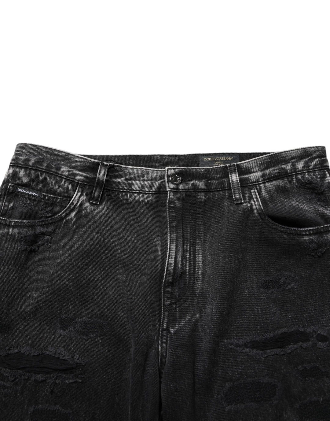 Dolce &amp; Gabbana Black Washed Ripped Loose Cotton Denim Jeans by Dolce &amp; Gabbana outlet now on sale