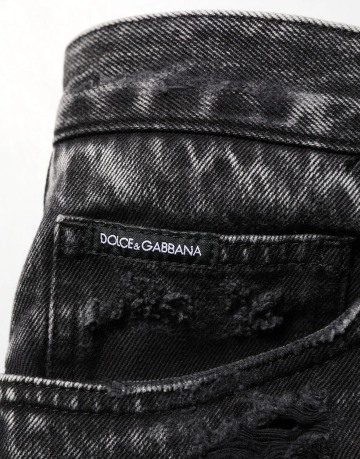 Dolce &amp; Gabbana Black Washed Ripped Loose Cotton Denim Jeans by Dolce &amp; Gabbana outlet now on sale