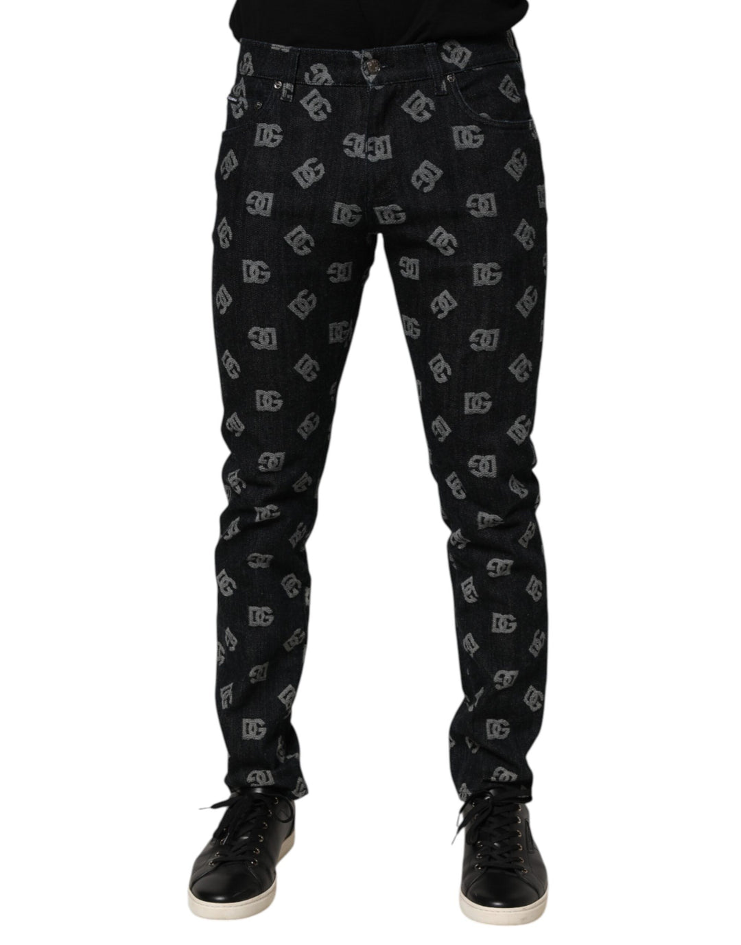 Dolce &amp; Gabbana Sample Sale Dolce &amp; Gabbana Black DG Monogram Cotton Skinny Denim Jeans - | Designer outlet