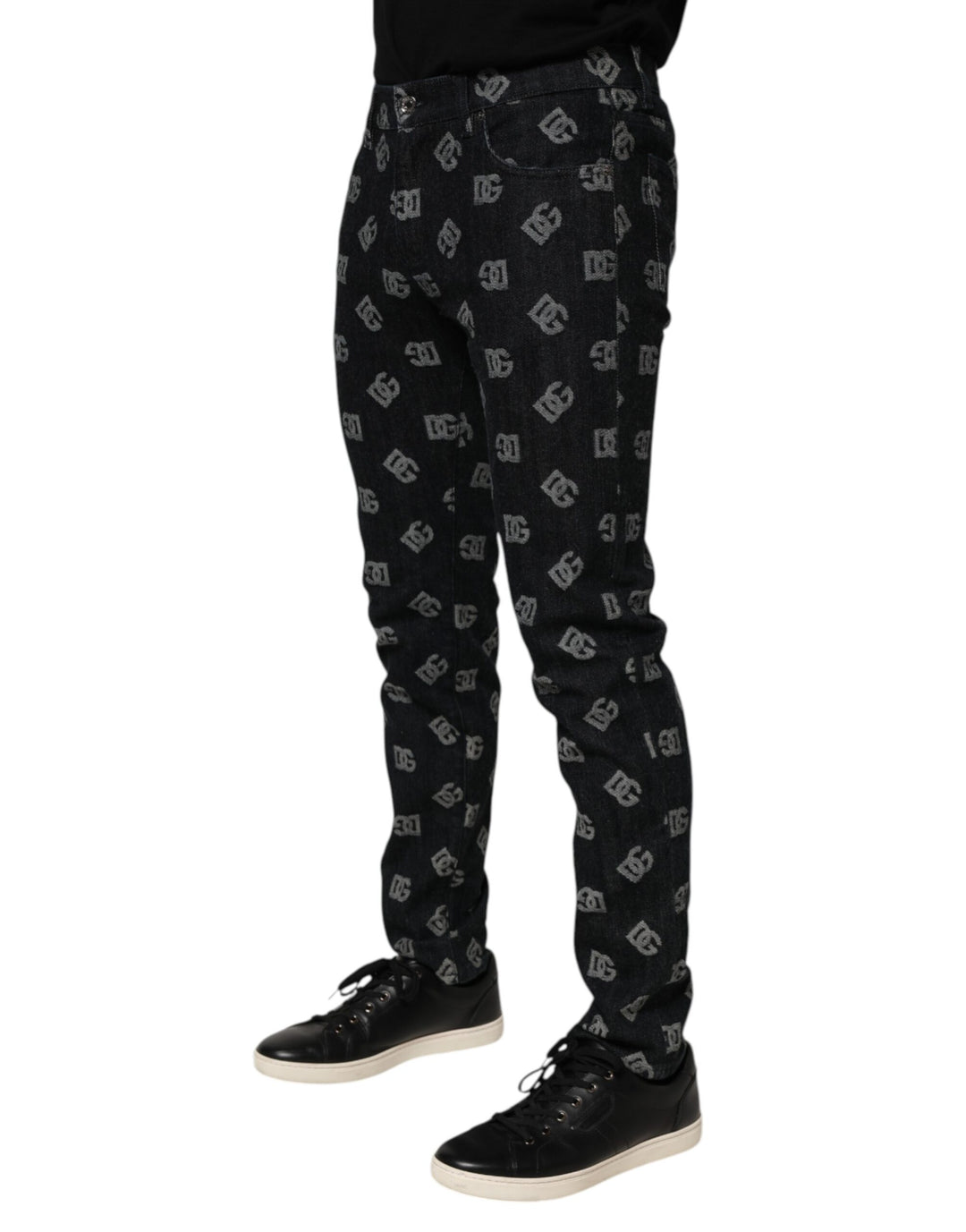 Dolce &amp; Gabbana Sample Sale Dolce &amp; Gabbana Black DG Monogram Cotton Skinny Denim Jeans - | Designer outlet