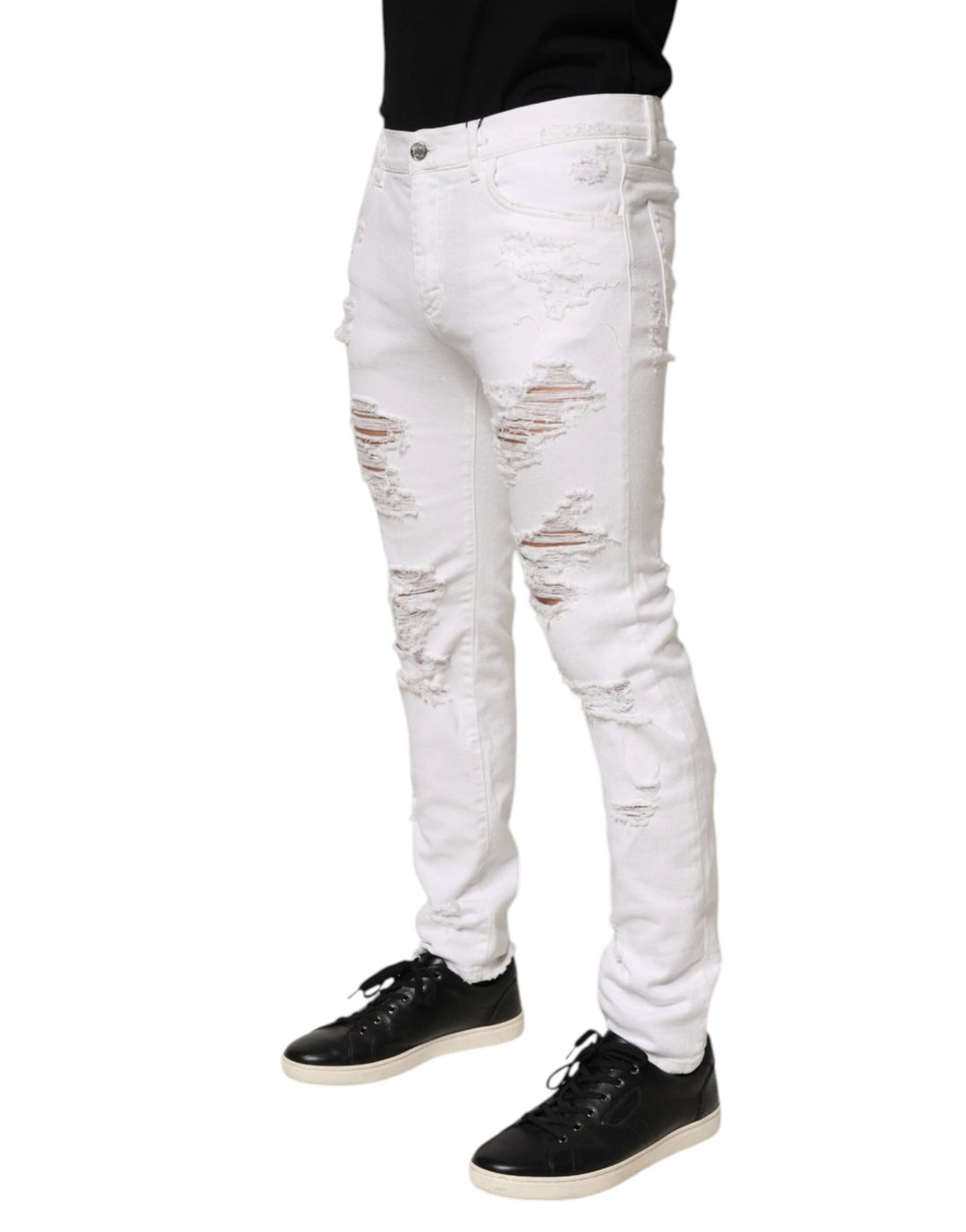 Dolce &amp; Gabbana White Distressed Ripped Denim Trouser Jeans by Dolce &amp; Gabbana outlet now on sale