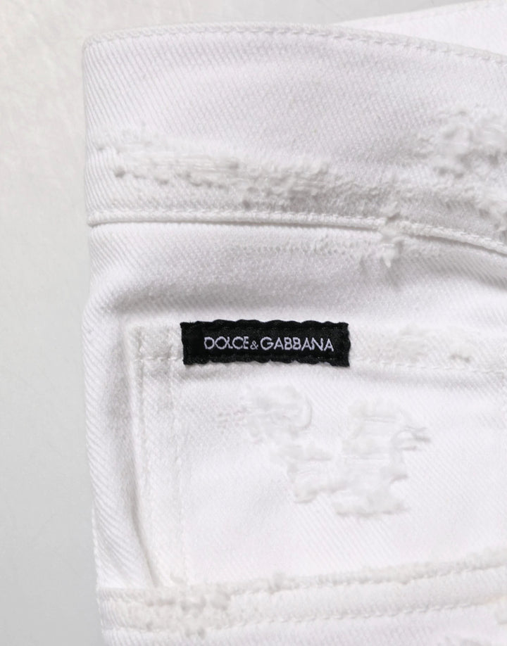 Dolce &amp; Gabbana White Distressed Ripped Denim Trouser Jeans by Dolce &amp; Gabbana outlet now on sale
