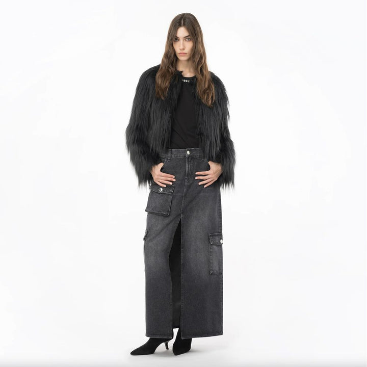 PINKO Black Cotton Skirt