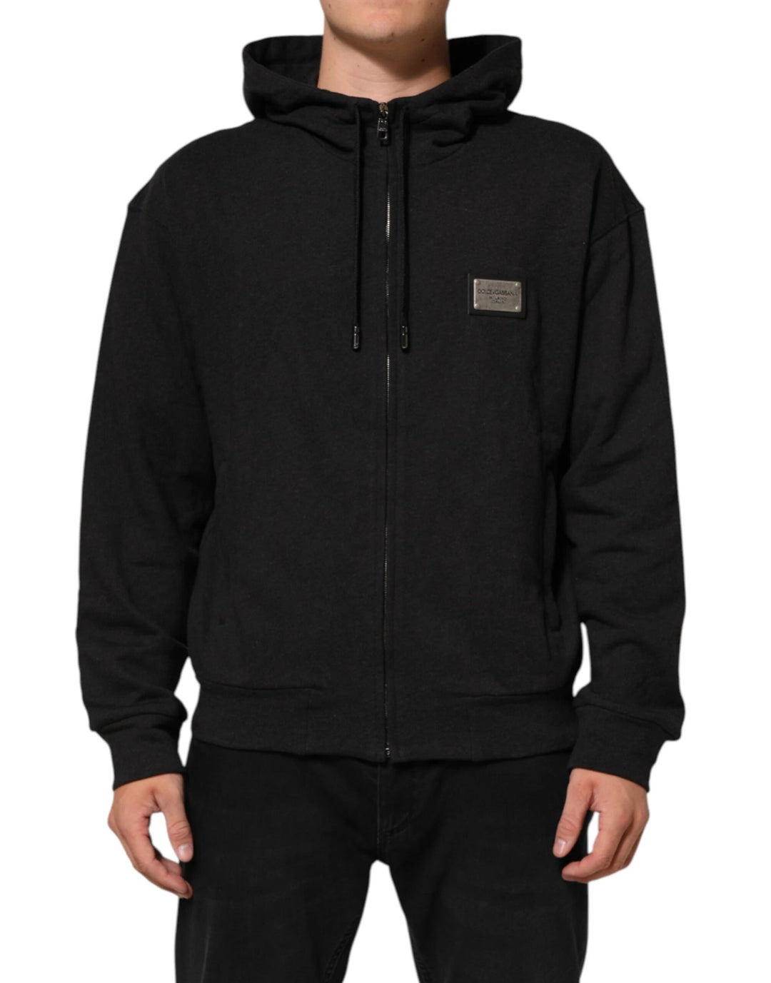 Dolce &amp; Gabbana Black Logo FullZip Hooded Sweatshirt Sweater by Dolce &amp; Gabbana outlet now on sale