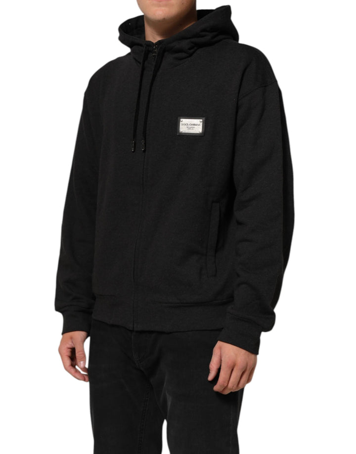 Dolce &amp; Gabbana Black Logo FullZip Hooded Sweatshirt Sweater by Dolce &amp; Gabbana outlet now on sale