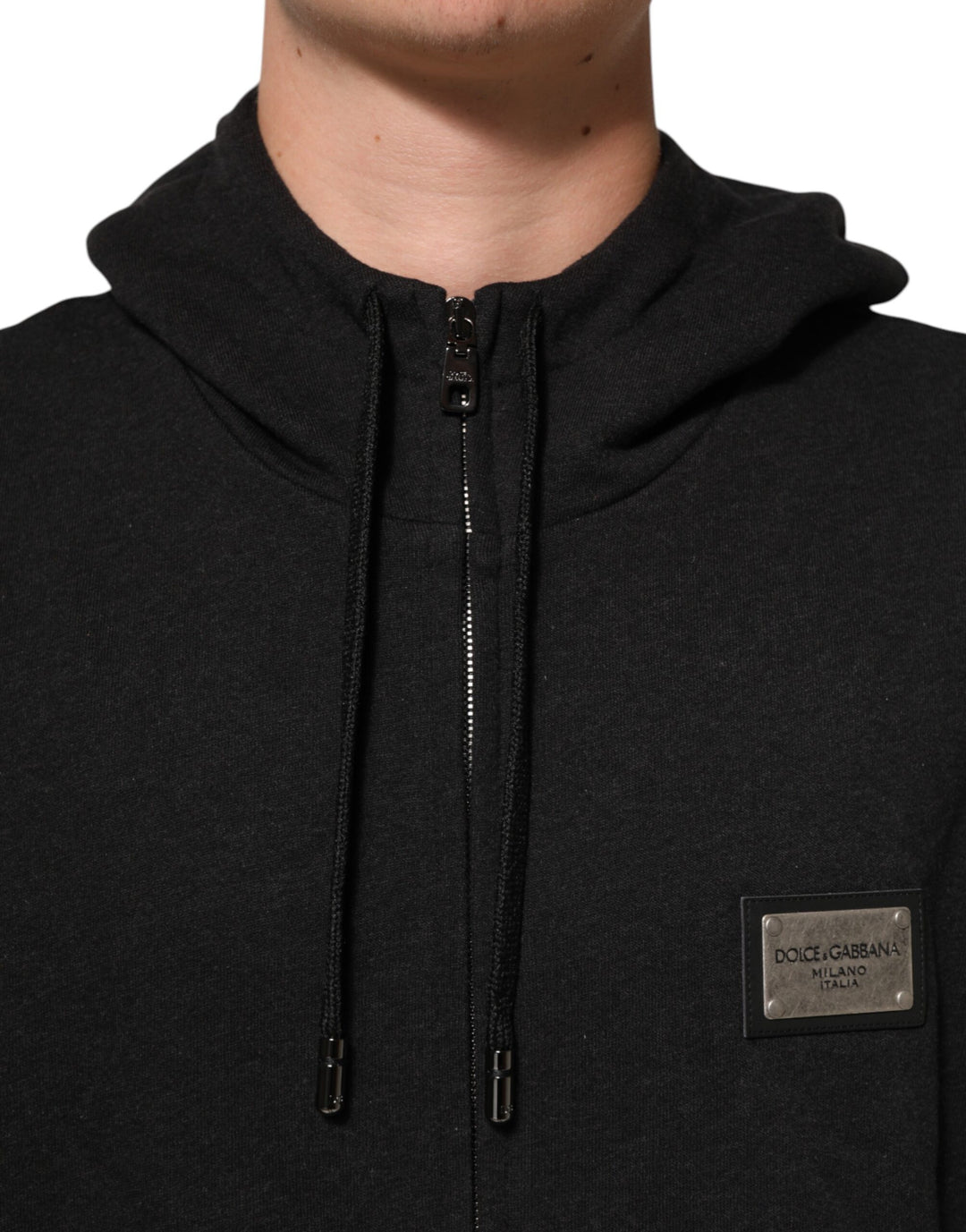 Dolce &amp; Gabbana Black Logo FullZip Hooded Sweatshirt Sweater by Dolce &amp; Gabbana outlet now on sale
