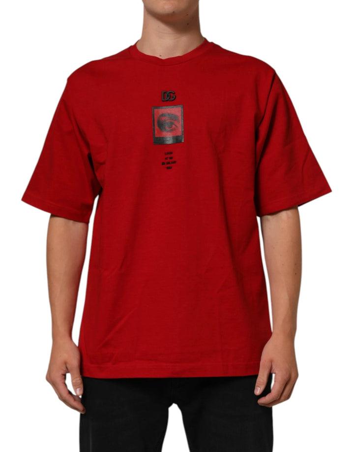 Dolce &amp; Gabbana Sample Sale Dolce &amp; Gabbana Red Logo Eye Print Cotton Short Sleeve T-shirt - | Designer outlet