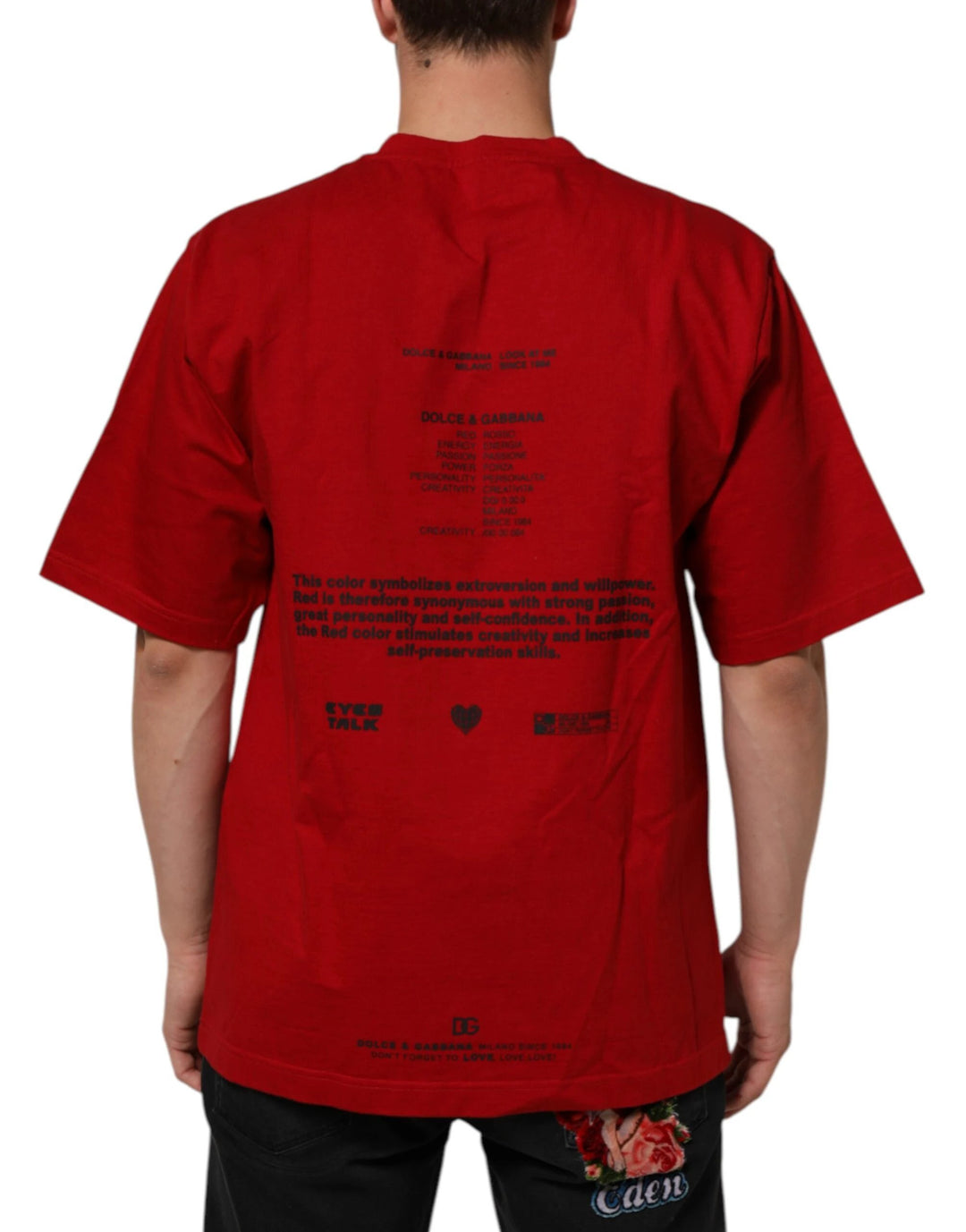 Dolce &amp; Gabbana Sample Sale Dolce &amp; Gabbana Red Logo Eye Print Cotton Short Sleeve T-shirt - | Designer outlet