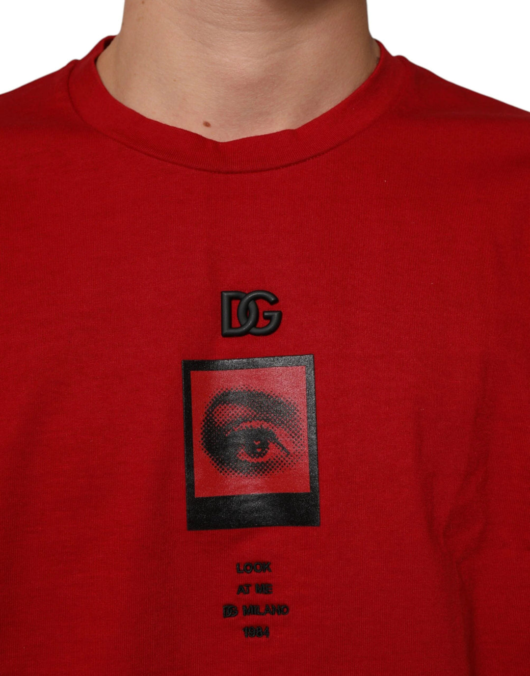 Dolce &amp; Gabbana Red Logo Eye Print Cotton Short Sleeve T-shirt by Dolce &amp; Gabbana outlet now on sale