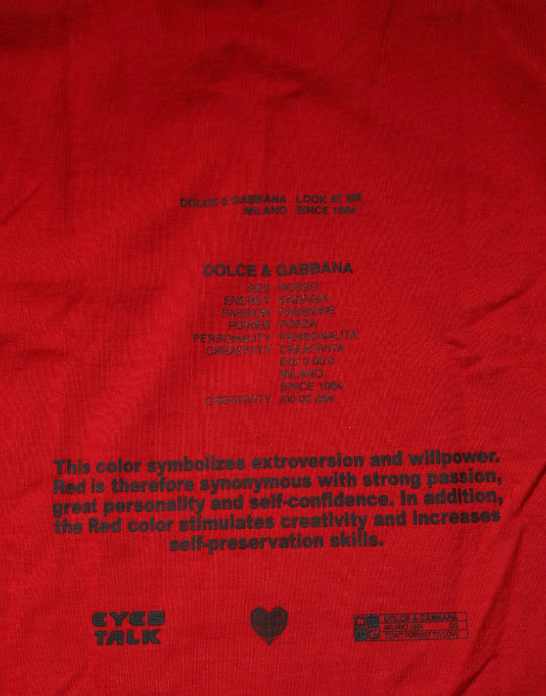 Dolce &amp; Gabbana Sample Sale Dolce &amp; Gabbana Red Logo Eye Print Cotton Short Sleeve T-shirt - | Designer outlet
