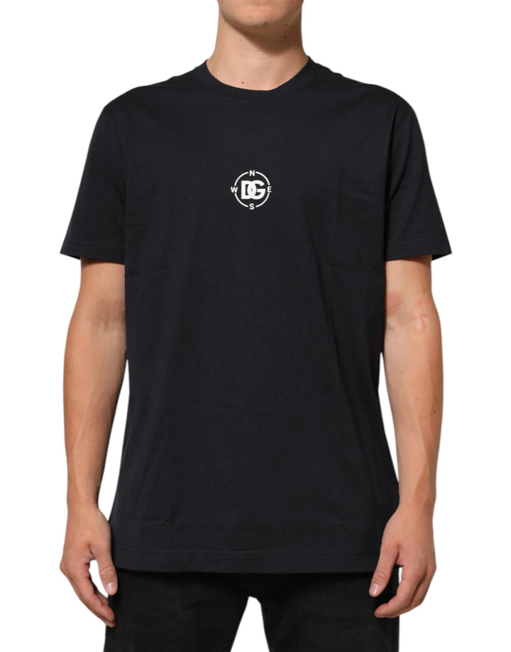 Dolce &amp; Gabbana Black Logo Compass Cotton Crew Neck T-shirt by Dolce &amp; Gabbana outlet now on sale