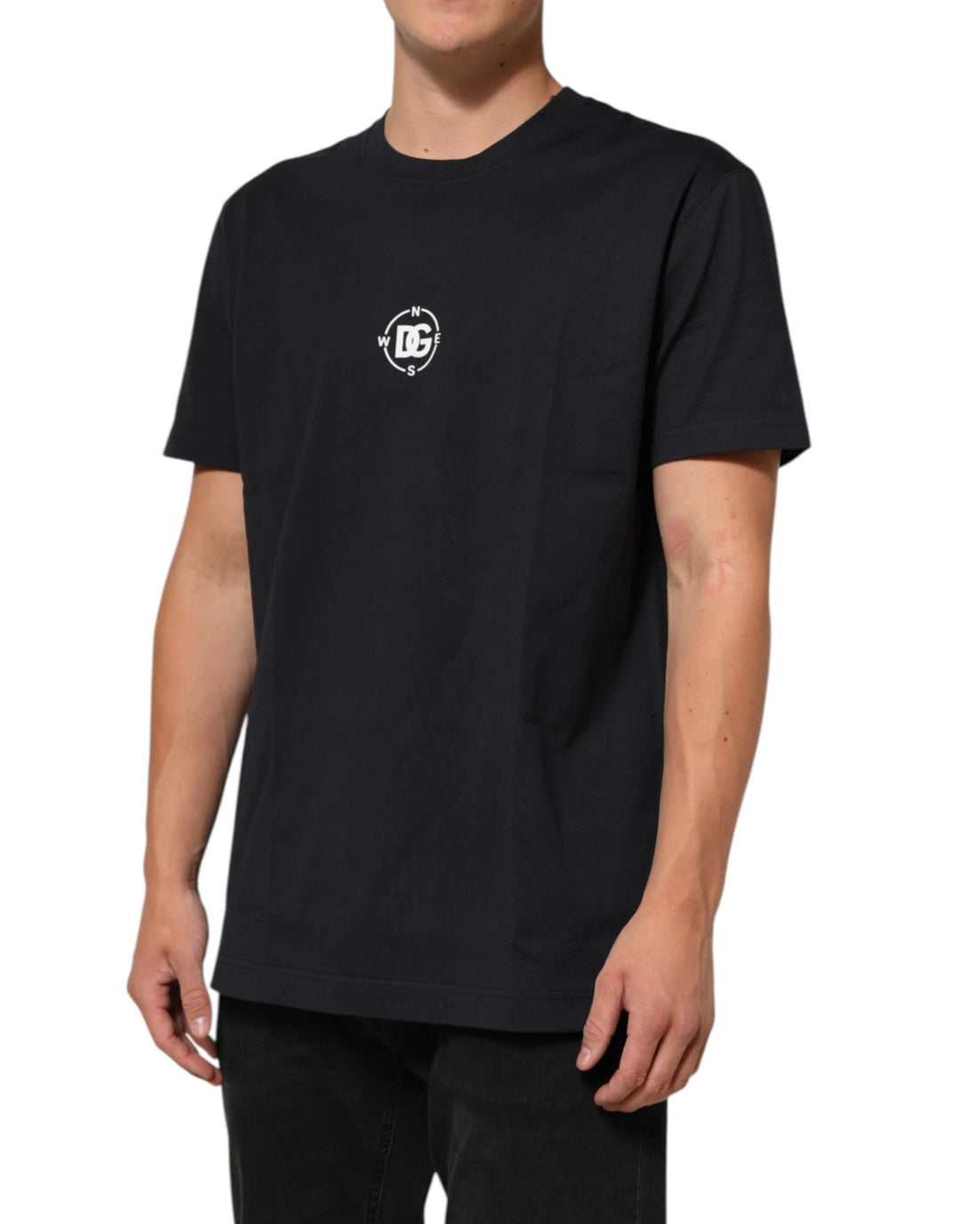 Dolce &amp; Gabbana Black Logo Compass Cotton Crew Neck T-shirt by Dolce &amp; Gabbana outlet now on sale
