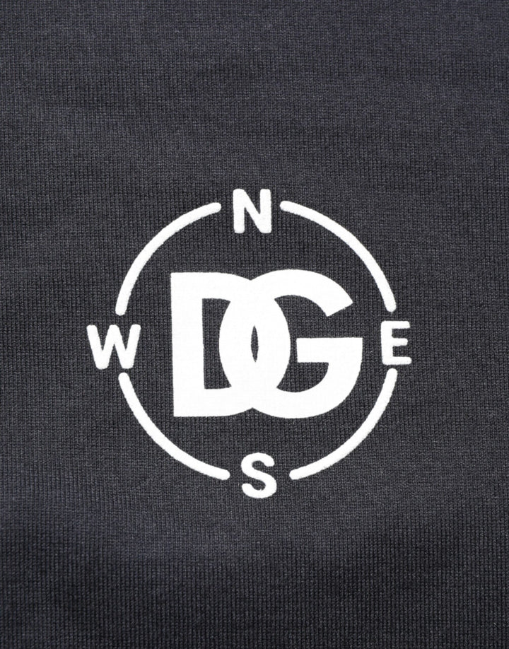 Dolce &amp; Gabbana Black Logo Compass Cotton Crew Neck T-shirt by Dolce &amp; Gabbana outlet now on sale