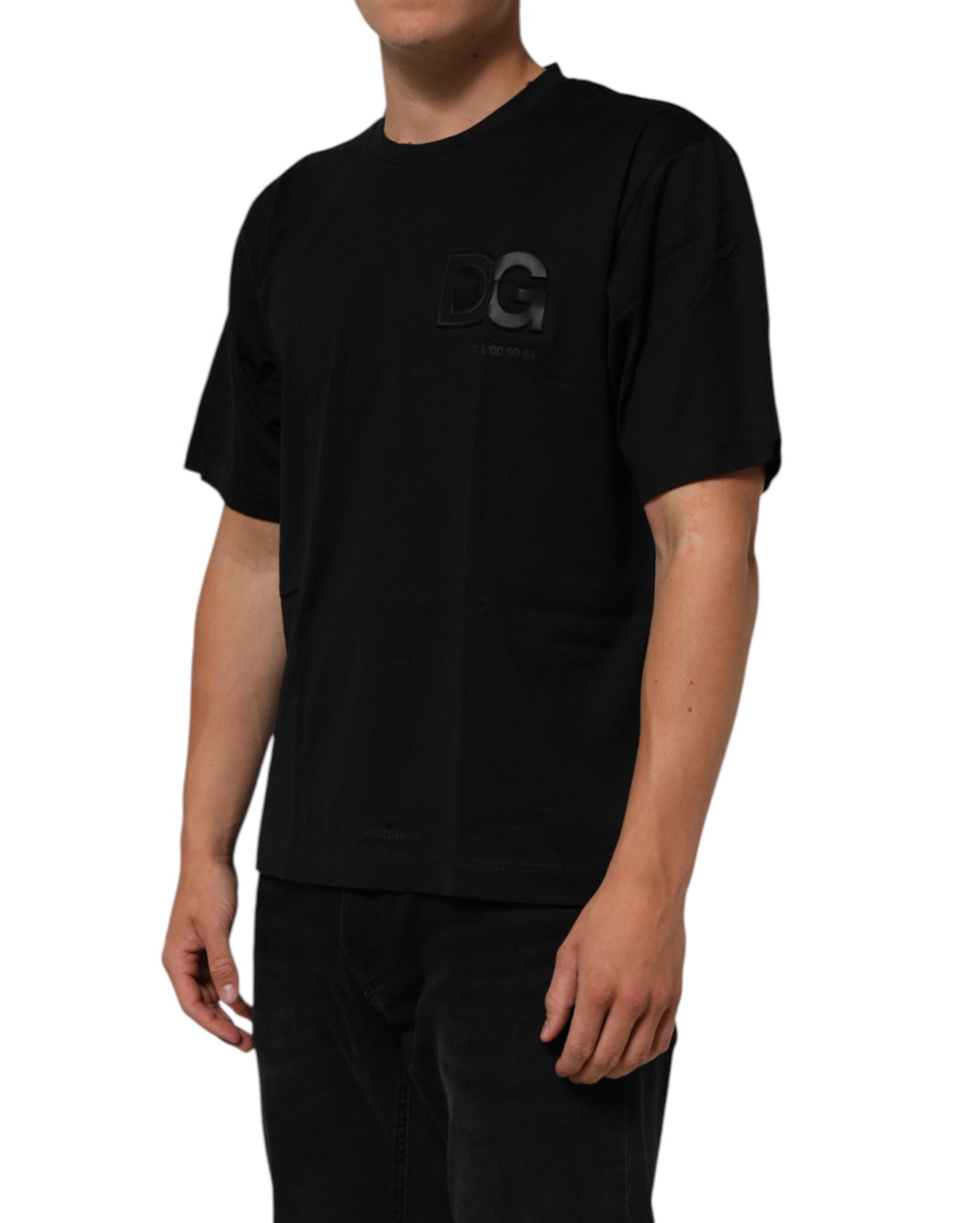 Dolce &amp; Gabbana Sample Sale Dolce &amp; Gabbana Black Logo Patch Cotton Men Crew Neck T-shirt - | Designer outlet