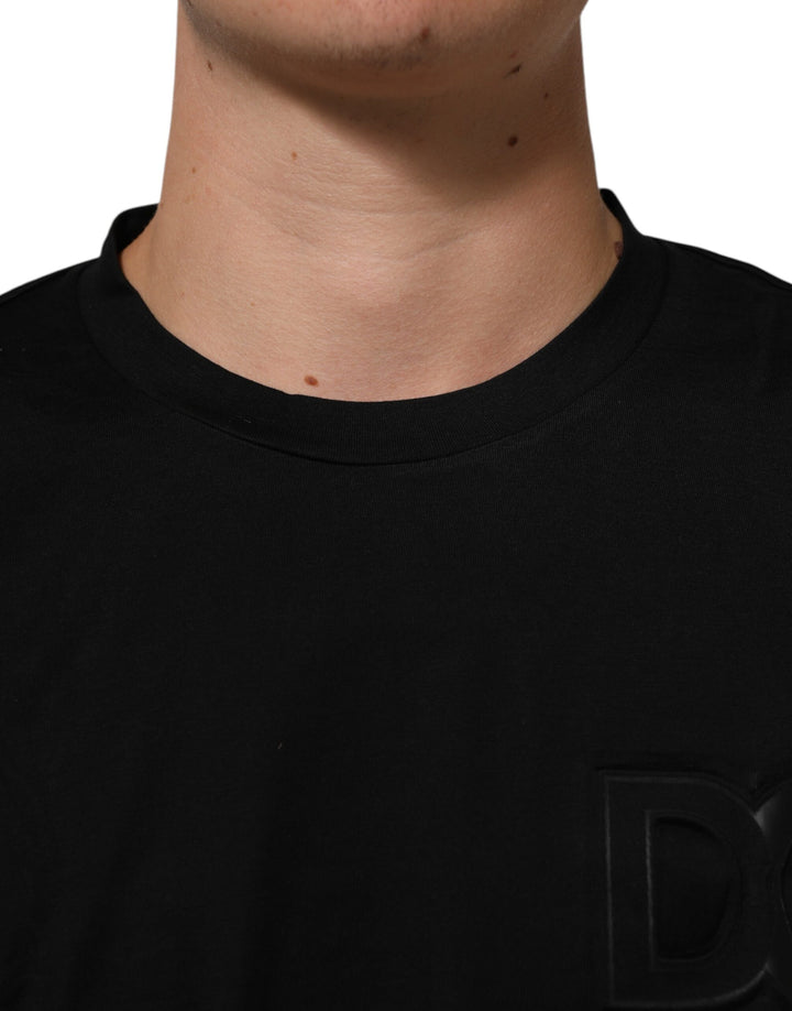 Dolce &amp; Gabbana Sample Sale Dolce &amp; Gabbana Black Logo Patch Cotton Men Crew Neck T-shirt - | Designer outlet