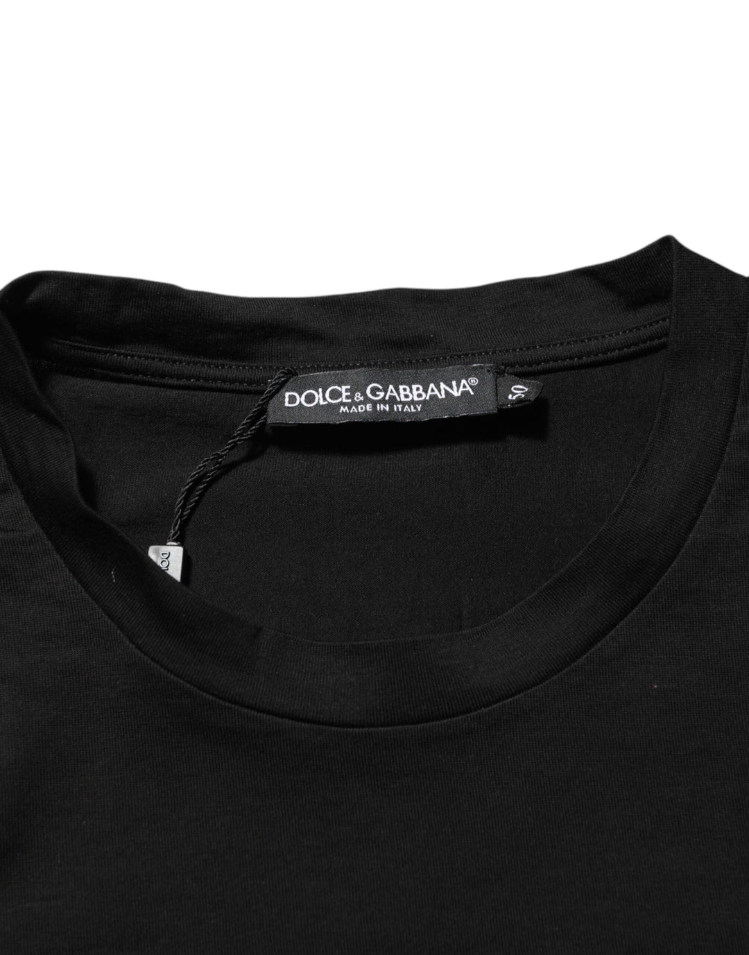 Dolce &amp; Gabbana Sample Sale Dolce &amp; Gabbana Black Logo Patch Cotton Men Crew Neck T-shirt - | Designer outlet