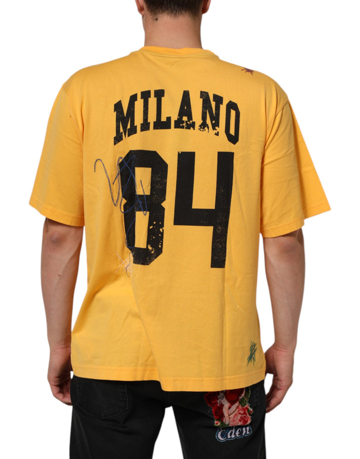 Dolce &amp; Gabbana Sample Sale Dolce &amp; Gabbana Yellow Secret Graden Floral Cotton CrewNeck T-shirt - | Designer outlet