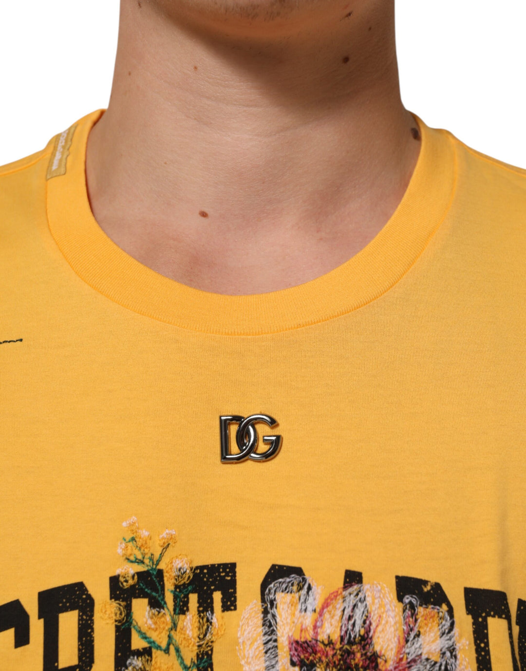 Dolce &amp; Gabbana Sample Sale Dolce &amp; Gabbana Yellow Secret Graden Floral Cotton CrewNeck T-shirt - | Designer outlet