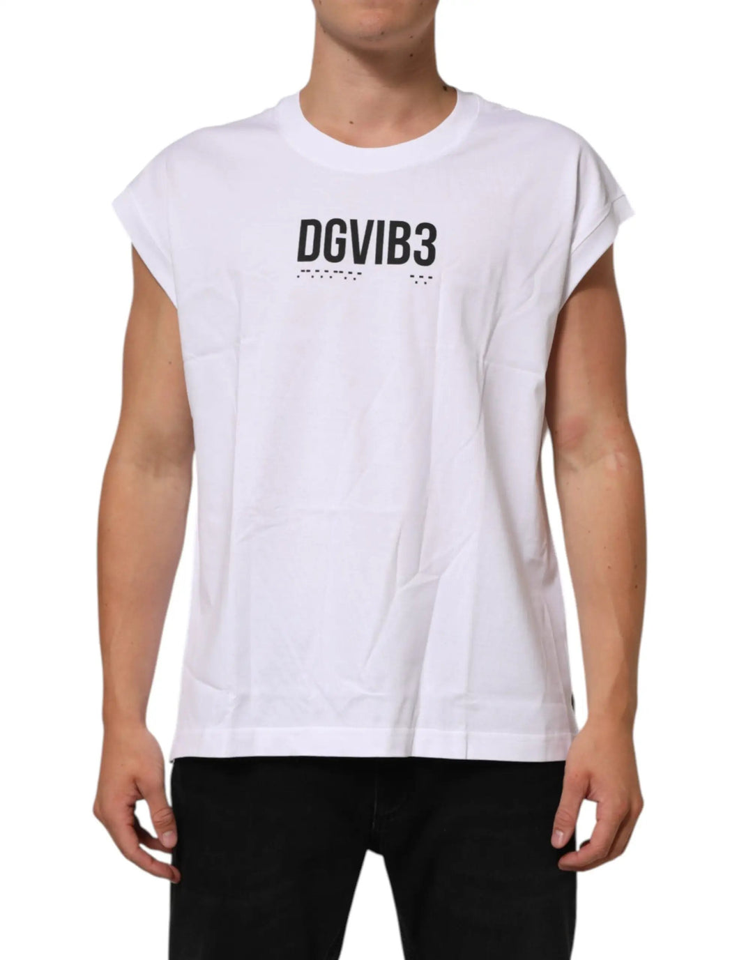 Dolce & Gabbana Sample Sale | Dolce & Gabbana White Cotton Sleeveless Printed Tank T-shirt - | Designer outlet