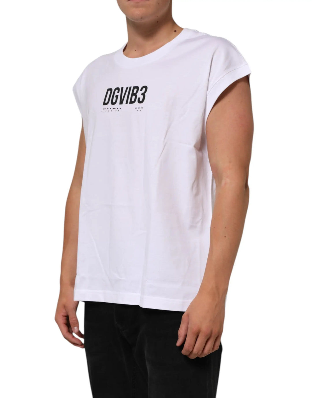 Dolce &amp; Gabbana Sample Sale | Dolce &amp; Gabbana White Cotton Sleeveless Printed Tank T-shirt - | Designer outlet