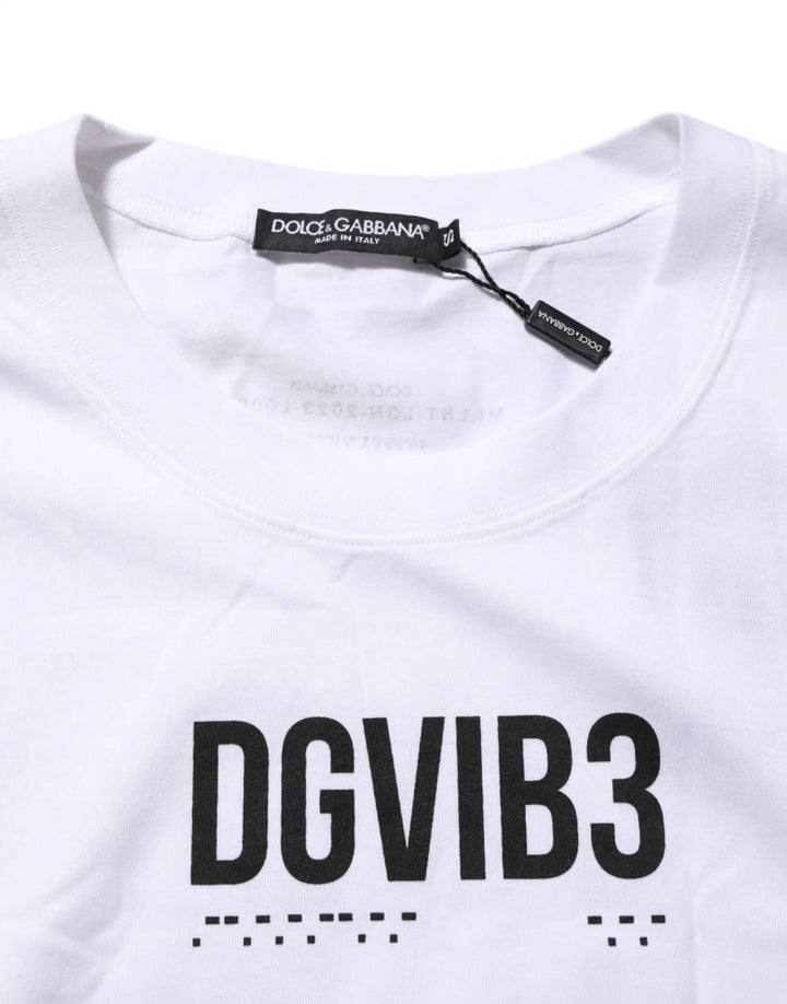 Dolce &amp; Gabbana Sample Sale | Dolce &amp; Gabbana White Cotton Sleeveless Printed Tank T-shirt - | Designer outlet