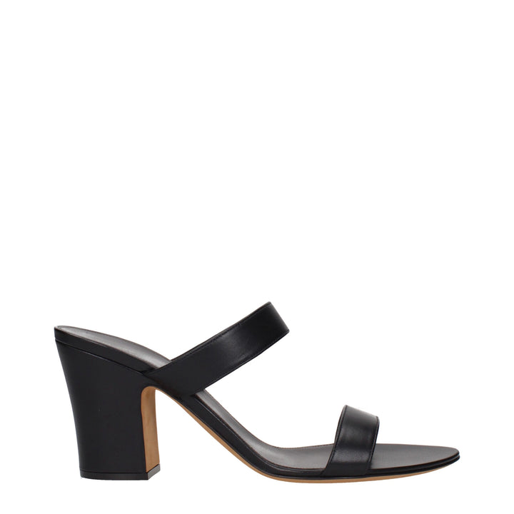 The Row Black Leather Stiletto Heels Sandals
